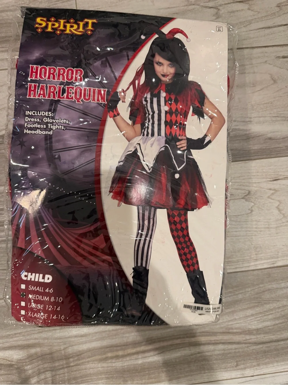 Spirit Horror Harlequin Costume - Red, Black & White
